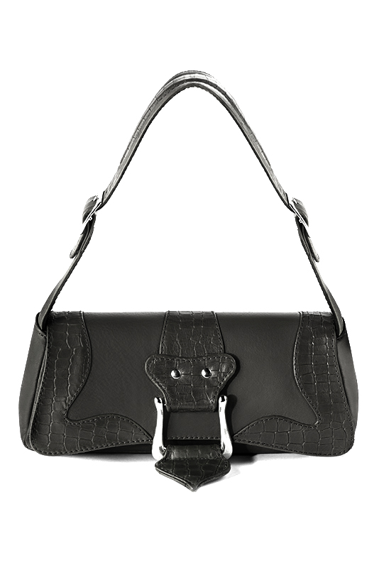 Dress small handbag in dark grey leather - Top view